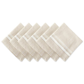DII White French Stripe 20" x 20" Napkins Set of 6