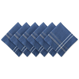 DII Blue Chambray French Stripe 20" x 20" Napkins Set of 6
