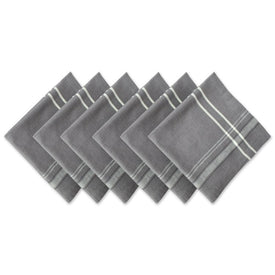 DII Gray Chambray French Stripe 20" x 20" Napkins Set of 6