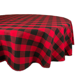 DII Red Buffalo Check 70" Round Tablecloth