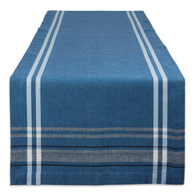 DII Blue Chambray French Stripe 108" x 14" Table Runner