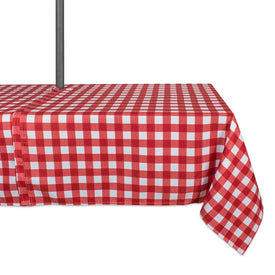 DII Red Check Outdoor 84" x 60" Table Cloth with Zipper