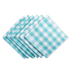DII Aqua/White Checkers 20" x 20" Napkins Set of 6