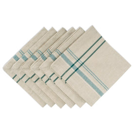 DII Teal French Stripe 20" x 20" Napkins Set of 6