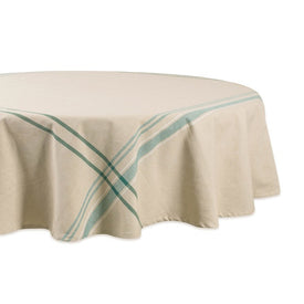 DII Teal French Stripe 70" Round Tablecloth