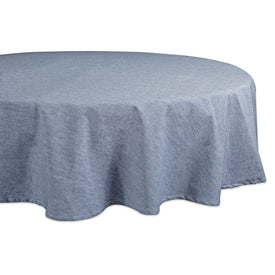 DII Blue Solid Chambray 70" Round Tablecloth