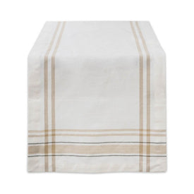 DII White Chambray French Stripe 72" x 14" Table Runner