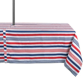 DII Patriotic Stripe Outdoor 84" x 60" Table Cloth with Zipper