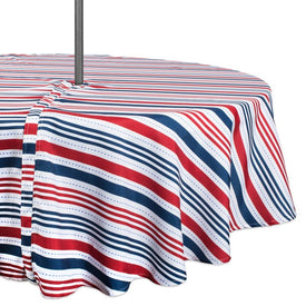 DII Patriotic Stripe 52" Round Outdoor Table Cloth with Zipper