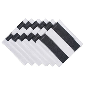 DII Black/White Dobby Stripe 20" x 20" Napkins Set of 6