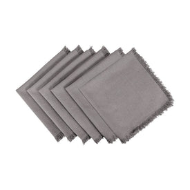 DII Solid Gray Heavyweight Fringed 20" x 20" Napkins Set of 6