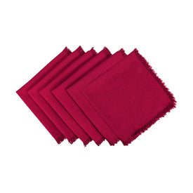 DII Solid Wine Heavyweight Fringed 20" x 20" Napkins Set of 6