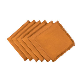 DII Solid Pumpkin Spice Heavyweight Fringed 20" x 20" Napkins Set of 6