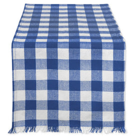 DII Navy Heavyweight Check Fringed 72" x 14" Table Runner