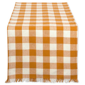 DII Pumpkin Spice Heavyweight Check Fringed 72" x 14" Table Runner