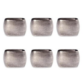 DII Silver Textured Square Napkin Rings Set of 6