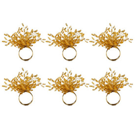 DII Gold Beaded Burst Napkin Rings Set of 6