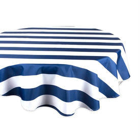 DII Nautical Blue Cabana Stripe 60" Round Outdoor Table Cloth