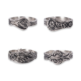 DII Assorted Silver Spoon Napkin Rings Set of 4