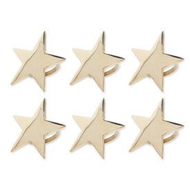 DII Gold Star Napkin Rings Set of 6