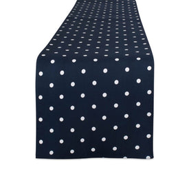 DII Reversible Polka Dot White/Navy 90" x 14" Table Runner