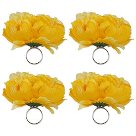 DII Peony Yellow Napkin Rings Set of 4