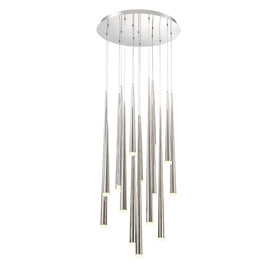 Cascade Fifteen-Light LED Etched Glass Round Chandelier 3500K