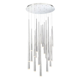 Cascade 21-Light LED Etched Glass Round Chandelier 3500K