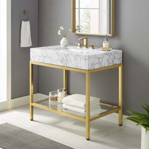 EEI-3997-GLD-WHI Bathroom/Vanities/Single Vanity Cabinets with Tops