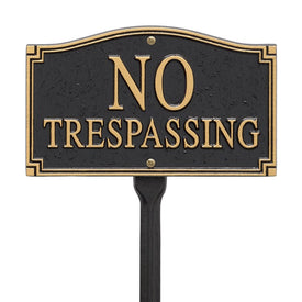 No Trespassing Wall/Lawn Statement Plaque - Black/Gold