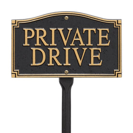 Private Drive Cast Aluminum Wall/Lawn Sign -Black/Gold