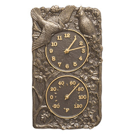 Cardinal Thermometer and Clock - French Bronze