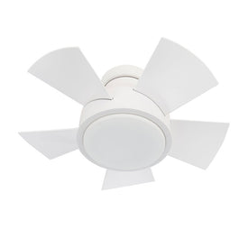 Vox 26" Five-Blade Indoor/Outdoor Smart Flush Mount Ceiling Fan with 2700K LED Light Kit and Wall Control