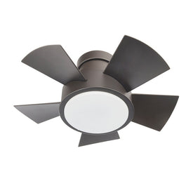Vox 26" Five-Blade Indoor/Outdoor Smart Flush Mount Ceiling Fan with 3500K LED Light Kit and Wall Control