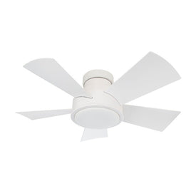 Vox 38" Five-Blade Indoor/Outdoor Smart Flush Mount Ceiling Fan with 2700K LED Light Kit and Wall Control