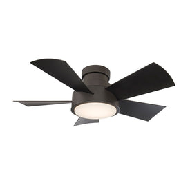 Vox 38" Five-Blade Indoor/Outdoor Smart Flush Mount Ceiling Fan with 3000K LED Light Kit and Wall Control