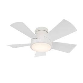 Vox 38" Five-Blade Indoor/Outdoor Smart Flush Mount Ceiling Fan with 3000K LED Light Kit and Wall Control