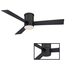 Axis 52" Three-Blade Indoor/Outdoor Smart Flush Mount Ceiling Fan with 3000K LED Light Kit and Wall Control