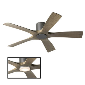 Aviator 54" Five-Blade Indoor/Outdoor Smart Flush Mount Ceiling Fan with Wall Control (Light Kit Sold Separately)
