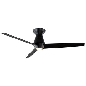 Slim 52" Three-Blade Indoor/Outdoor Smart Flush Mount Ceiling Fan with 3500K LED Light Kit and Remote Control & Wall Cradle