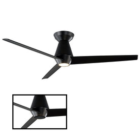 Slim 52" Three-Blade Indoor/Outdoor Smart Flush Mount Ceiling Fan with 3000K LED Light Kit and Remote Control & Wall Cradle