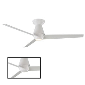 Slim 52" Three-Blade Indoor/Outdoor Smart Flush Mount Ceiling Fan with 3000K LED Light Kit and Remote Control & Wall Cradle