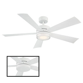 Wynd 52" Five-Blade Indoor/Outdoor Smart Ceiling Fan with 3000K LED Light Kit and Wall Control