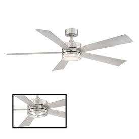Wynd 60" Five-Blade Indoor/Outdoor Smart Ceiling Fan with 3000K LED Light Kit and Wall Control