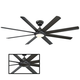 Hydra 80" Eight-Blade Indoor/Outdoor Smart Ceiling Fan with 3000K LED Light Kit and Wall Control