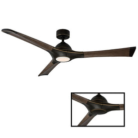 Woody 60" Three-Blade Indoor/Outdoor Smart Ceiling Fan with 3000K LED Light Kit and Wall Control