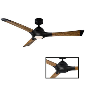 Woody 60" Three-Blade Indoor/Outdoor Smart Ceiling Fan with 3000K LED Light Kit and Wall Control