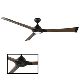 Woody 72" Three-Blade Indoor/Outdoor Smart Ceiling Fan with 3000K LED Light Kit and Wall Control