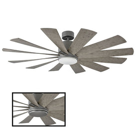 Windflower 60" Twelve-Blade Indoor/Outdoor Smart Ceiling Fan with 3000K LED Light Kit and Wall Control