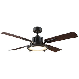 Nautilus 56" Four-Blade Indoor/Outdoor Smart Ceiling Fan with 3000K LED Light Kit and Wall Control